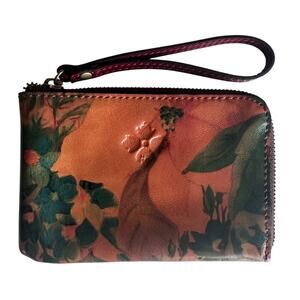 Patricia Nash Floral Zip Around Wristlet Wallet Leather Boho Western Bag Clutch